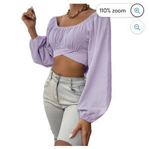 Off-shoulder crop top. SILK PURPLE 🌸